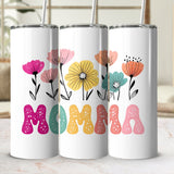 Personalized Mom Tumbler, Floral Design Insulated Travel Mug, Custom Mother's Day Gift, Stainless Steel Drinkware