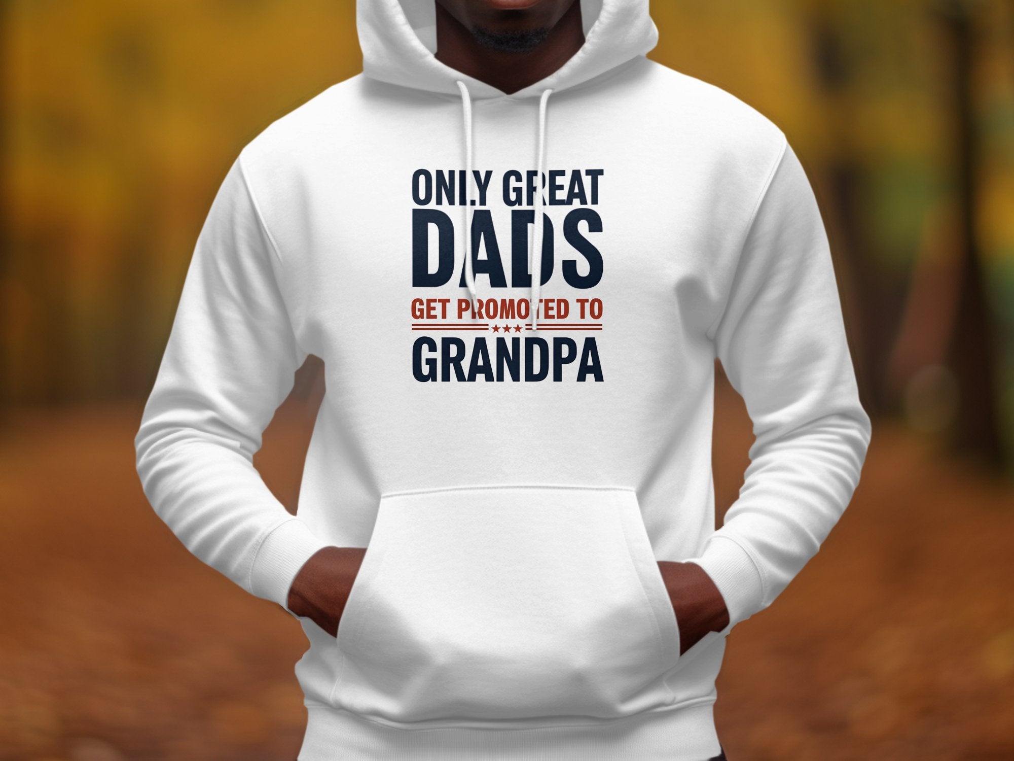 Great Dads to Grandpa Promotion Hoodie, Men's White Hooded Sweatshirt, Father's Day Gift Idea