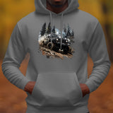 Off-Road Adventure Hoodie, 4x4 Truck Graphic Sweatshirt, Men's Outdoor Autumn Wear, Durable Cotton Hooded Pullover