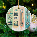 Adventure Camping Theme Christmas Ornament, Outdoor Hiking Holiday Tree Decor, Unique Festive Seasonal Decoration