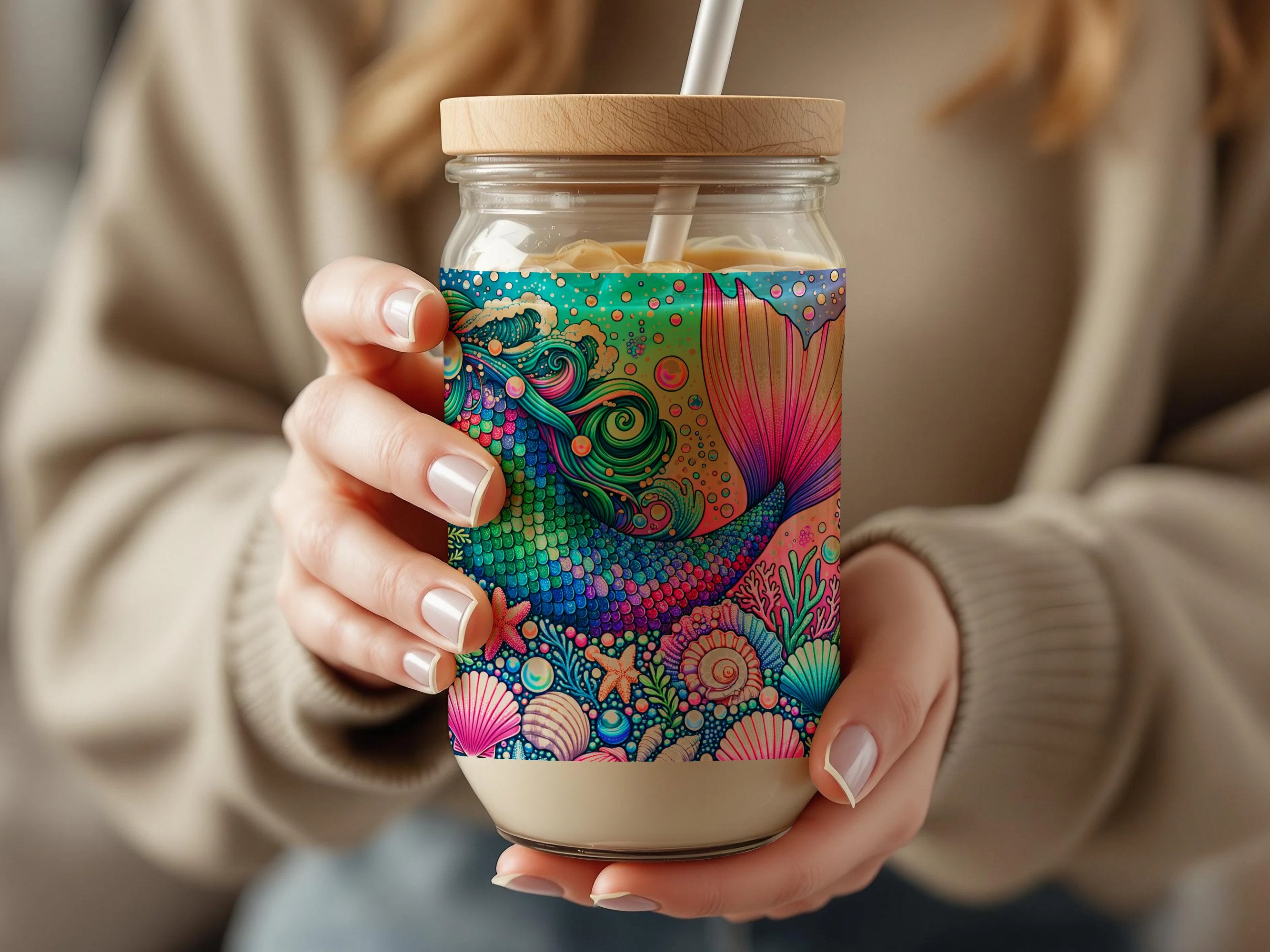Colorful Mandala Tumbler, Insulated Coffee Cup with Straw, Bohemian Travel Mug, Unique Gift Idea
