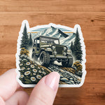 Vintage Off-Road Jeep Sticker, Mountain Adventure Durable Decal, Waterproof Outdoor Vehicle Vinyl