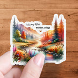 Wander Often Wonder Always Sticker, Nature Scenery Vinyl Decal for Laptop and Water Bottles