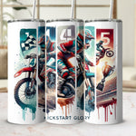 Motocross Stainless Steel Tumbler, Dirt Bike Racing Thermal Cup, MX Rider Drinkware, Extreme Sports Illustrated Mug, Gift for Bikers