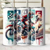 Motocross Stainless Steel Tumbler, Dirt Bike Racing Thermal Cup, MX Rider Drinkware, Extreme Sports Illustrated Mug, Gift for Bikers