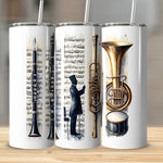 Jazz Music Tumblers, Stainless Steel Insulated Cups, Musician Gifts, Custom Band Instruments Design