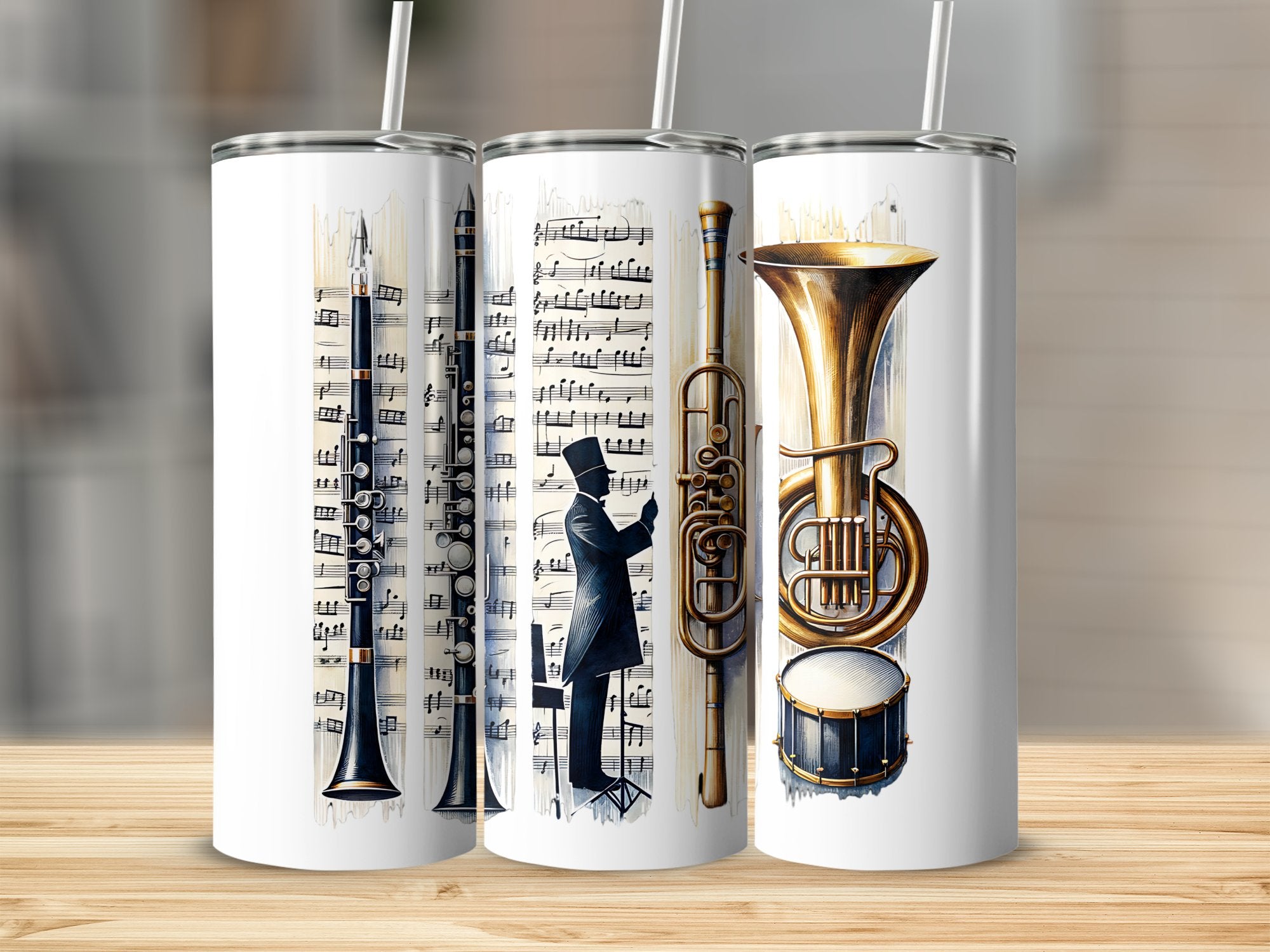 Jazz Music Tumblers, Stainless Steel Insulated Cups, Musician Gifts, Custom Band Instruments Design