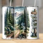 Nature Themed Tumbler, Hiking Trails and Camping Graphics, Insulated Travel Cup with Lid