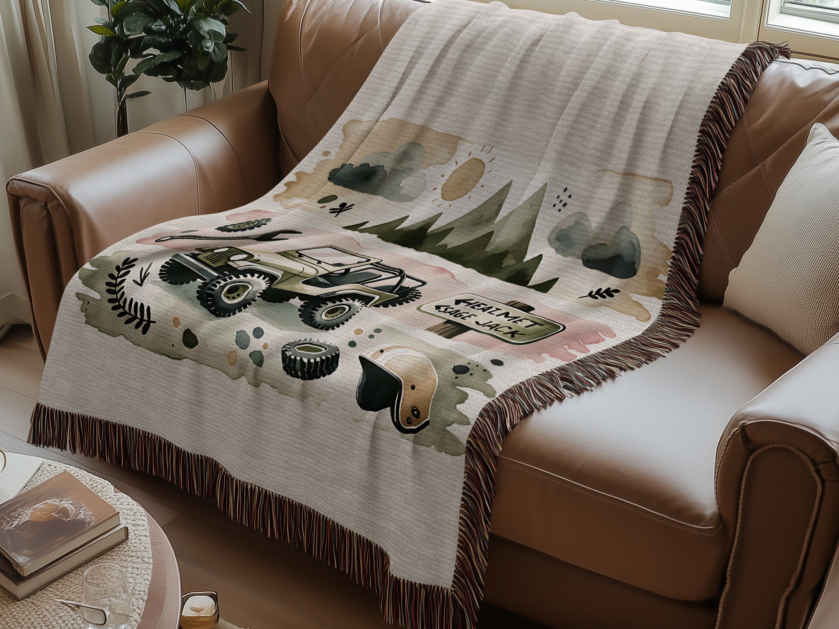 Vintage Car Adventure Themed Throw Blanket, Cozy Cotton Sofa Cover, Retro Vehicle Print, Living Room Decor