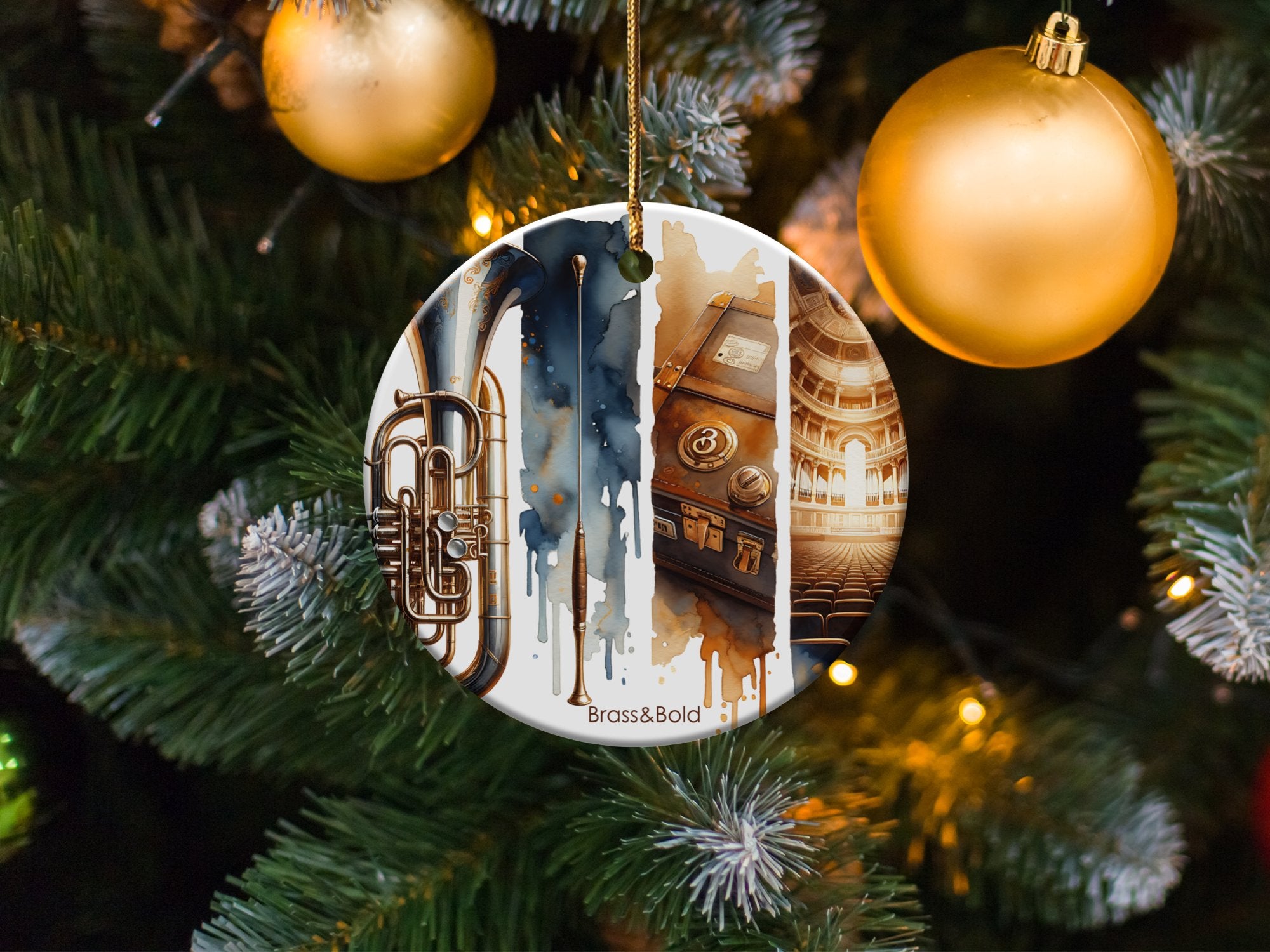 Vintage Trumpet Christmas Ornament, Brass Instrument Holiday Decor, Musical Tree Decoration, Festive Seasonal Gift