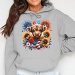 Highland Cow Floral Hoodie, Sunflower Graphic Sweatshirt, Women's Casual Pullover, Autumn Fashion Top