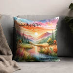 Wander Often Wonder Always Pillow, Colorful Landscape Cushion, Scenic Nature Art, Home Decor