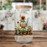 Sunflower and Garden Motif Reusable Water Bottle, Eco-Friendly Hydration, Inspirational Quote Drinkware