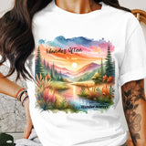 Wander Often Wonder Always Graphic Tee Sunrise Mountain Landscape Nature Lover T-Shirt Unisex