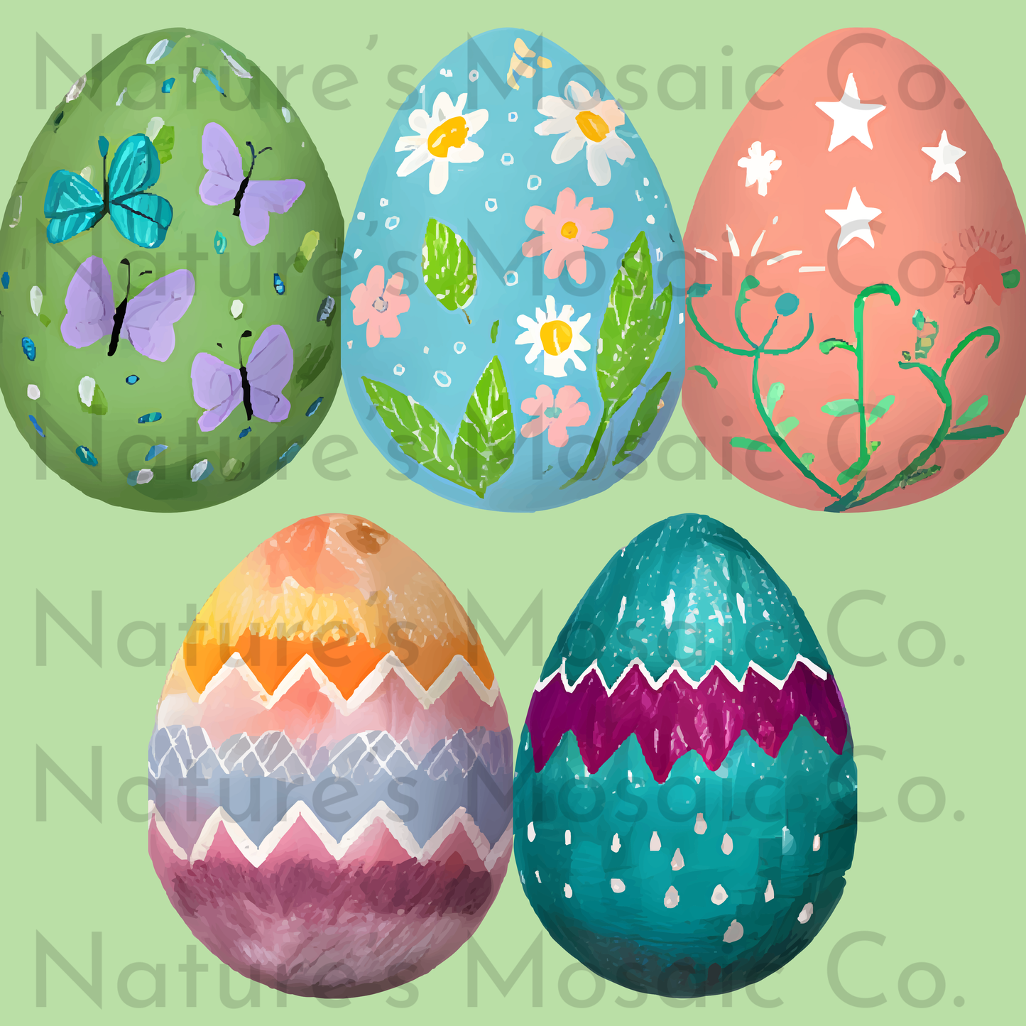 Kids Crayon Easter Egg Clipart, Hand-Drawn Nature Easter Egg PNG, Cute Spring Egg Stickers, Pastel Easter Digital Download