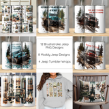 Jeep Brushstroke Bundle PNG, Off-Road Jeep Sublimation Design, Muddy Jeep Tumbler Wraps, 4x4 Adventure PNG for T-Shirts & Tumblers