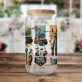 Outdoor Adventure Water Bottle, Trail Tested Design, Off-Road Vehicles and Camping Gear Graphics, Reusable Bottle