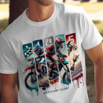 Graphic Motocross T-Shirt, Vintage Motorcycle Racing Tee, Men's Sports Shirt, Kickstart Glory Design, Colorful Rider Apparel