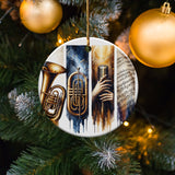 Music Themed Christmas Ornament, Jazz Instruments Tree Decoration, Holiday Brass Saxophone, Unique Gift for Musicians