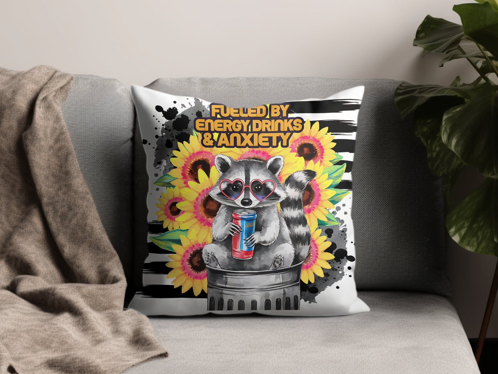 Quirky Lemur Pillow Cover, Sunflower Graphic Design, Modern Home Decor, Unique Throw Pillow, Fun Animal Art, 18x18 inch