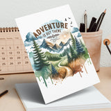 Adventure is Out There PNG, Watercolor Outdoor Brushstroke Design, Mountains Compass Trail Art, Hiking Sublimation Clipart