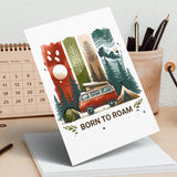 Born to Roam PNG, Watercolor Adventure Brushstroke Design, Vanlife Mountains Tent Clipart, Camping Sublimation Digital Download