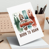 Born to Roam PNG, Watercolor Adventure Brushstroke Design, Vanlife Mountains Tent Clipart, Camping Sublimation Digital Download