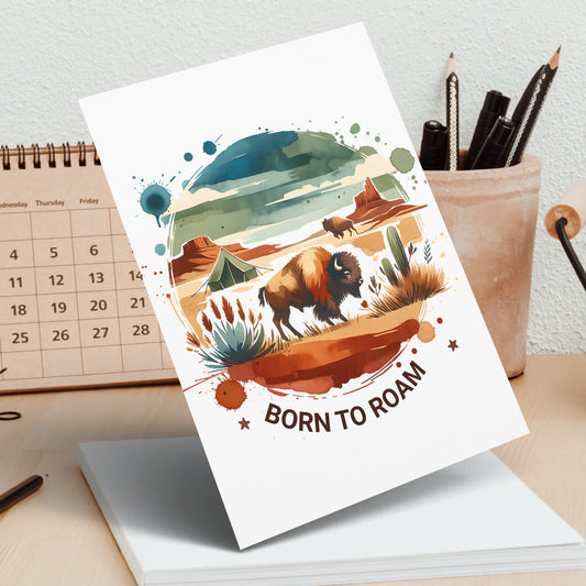 Born to Roam PNG, Watercolor Adventure Brushstroke Design, Vanlife Mountains Tent Clipart, Camping Sublimation Digital Download