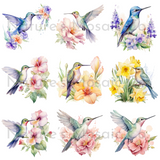 Pastel Watercolor Hummingbird Clipart | 43 PNG Images | 300 DPI Transparent Background | Hand-Painted Bird Illustrations for Sublimation & DIY Projects