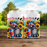 Colorful Pop Art Energy Drink Design Coolers, Sunflower and Hearts Can Sleeves, Unique Gift Idea