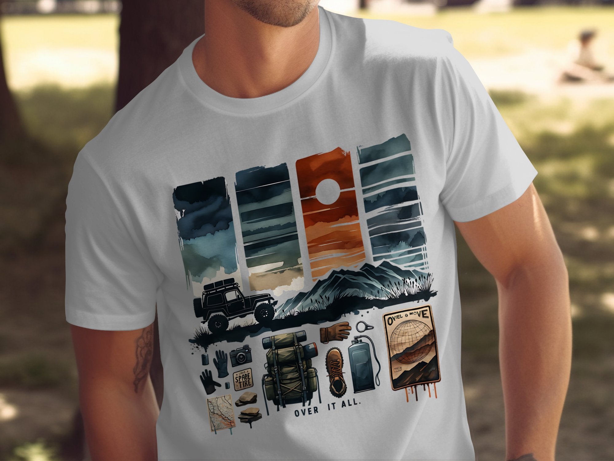 Men's Adventure Graphic T-Shirt, Mountain and Off-Road Jeep Design, Outdoor Enthusiast Gift, Unique Nature Tee