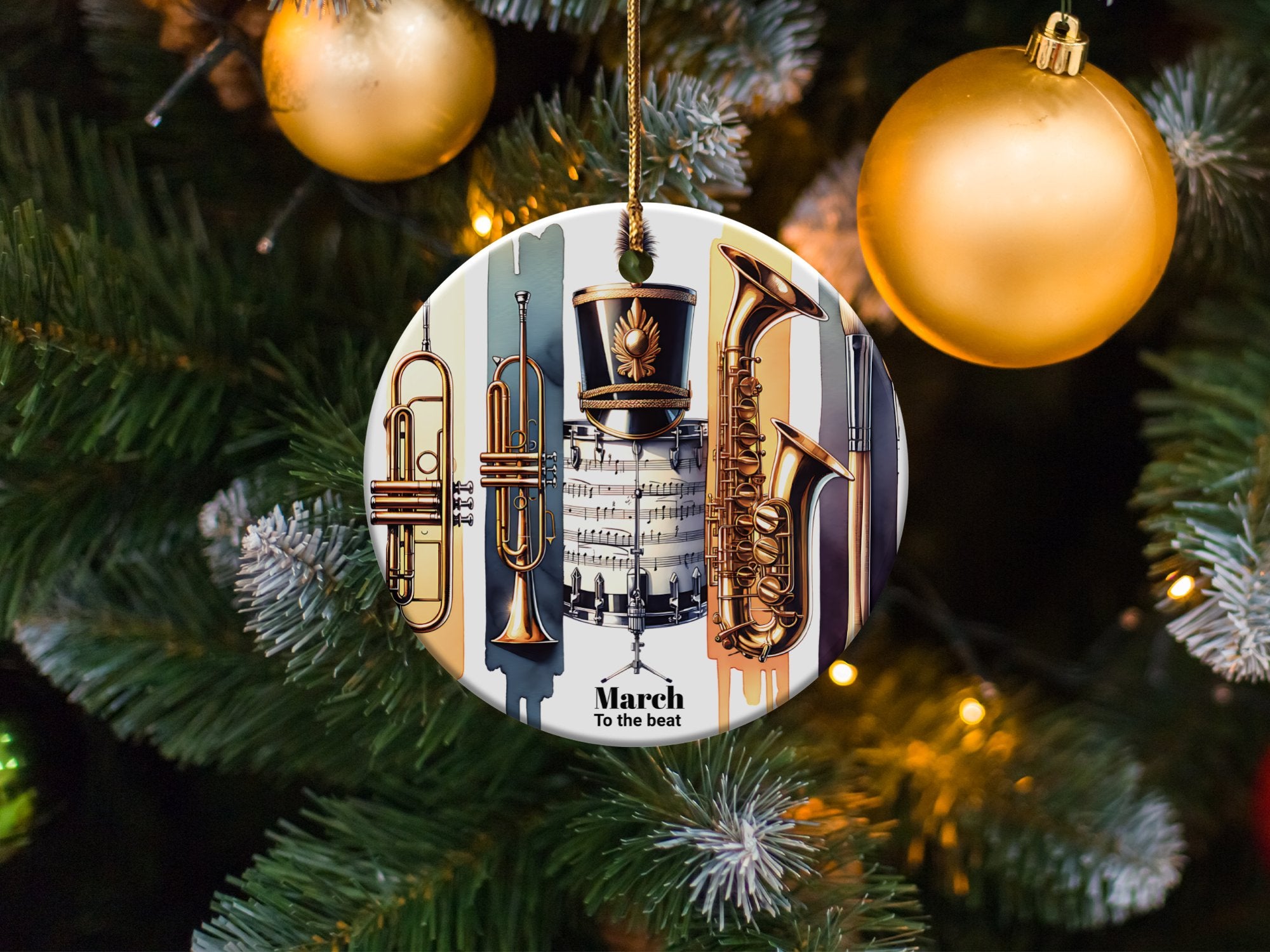 March to the Beat Brass Band Instruments Christmas Ornament, Festive Tree Decoration, Musician Gift, Unique Holiday Decor