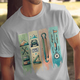 Men's Adventure T-Shirt, Colorful Outdoor Camping Graphic Tee, Unique Wilderness Explorer Shirt