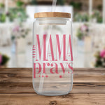 Mama Prays Glass Jar, Decorative Storage Container, Kitchen Organizer, Gift for Mom, Clear Jar with Wooden Lid, Stylish Home Decor