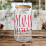 Mama Prays Glass Jar, Decorative Storage Container, Kitchen Organizer, Gift for Mom, Clear Jar with Wooden Lid, Stylish Home Decor