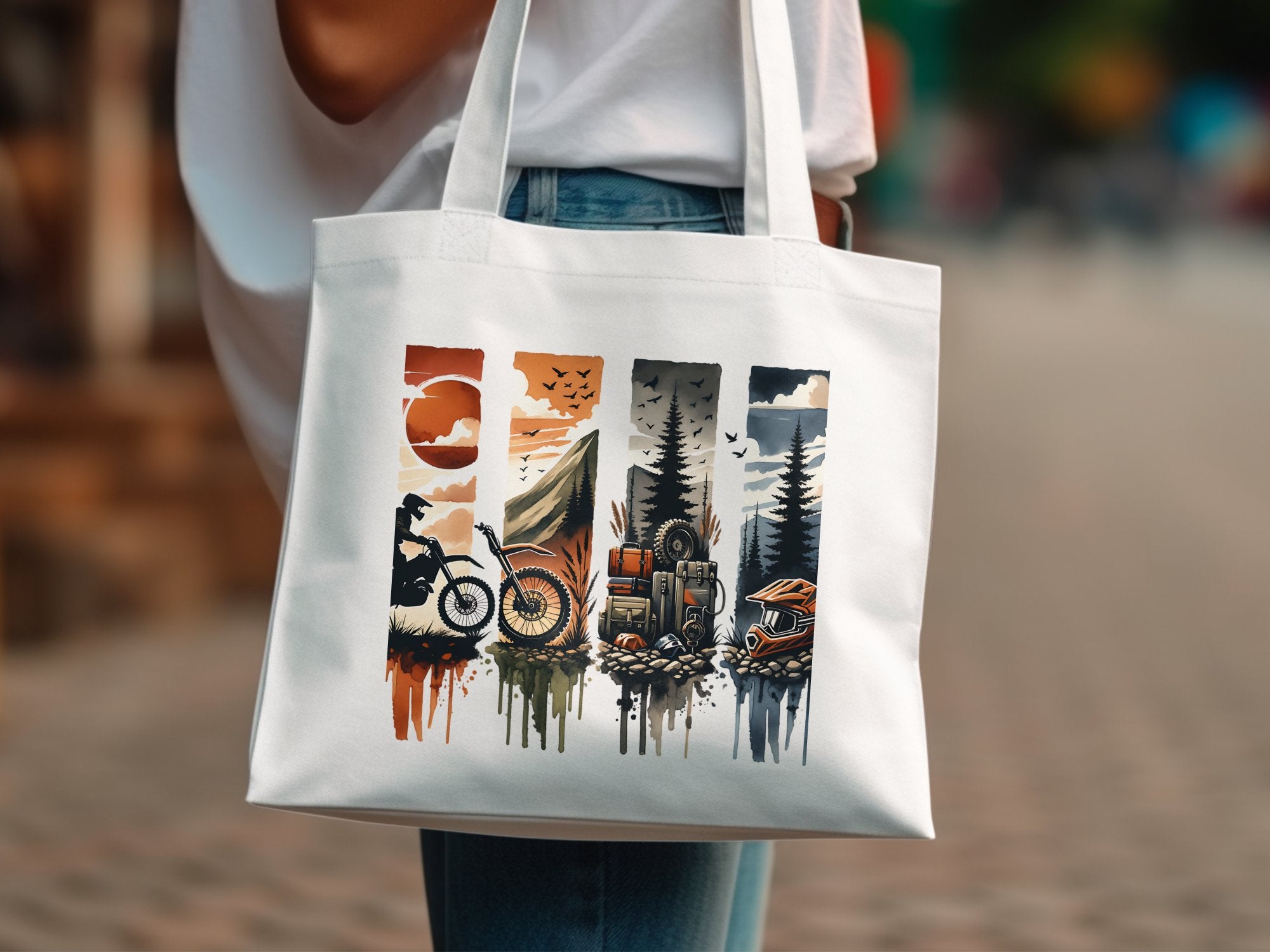 Adventure Themed Tote Bag with Unique Outdoor Graphics, Eco-Friendly Cotton Canvas, Durable Carryall