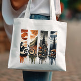Adventure Themed Tote Bag with Unique Outdoor Graphics, Eco-Friendly Cotton Canvas, Durable Carryall