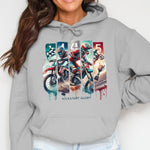 Vintage Motorcycle Print Hoodie, Custom Kickstart Glory Graphic, Casual Streetwear, Unisex Sweatshirt Gift