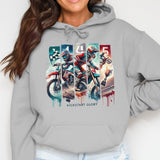 Vintage Motorcycle Print Hoodie, Custom Kickstart Glory Graphic, Casual Streetwear, Unisex Sweatshirt Gift