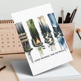 Nature Trail Watercolor Artwork, Forest Adventure Camping Scene Greeting Card, Outdoor Lover Gift
