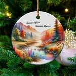 Scenic Mountain Lake Christmas Ornament, Nature Inspired Holiday Decor, Vibrant Tree Decoration
