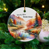 Scenic Mountain Lake Christmas Ornament, Nature Inspired Holiday Decor, Vibrant Tree Decoration