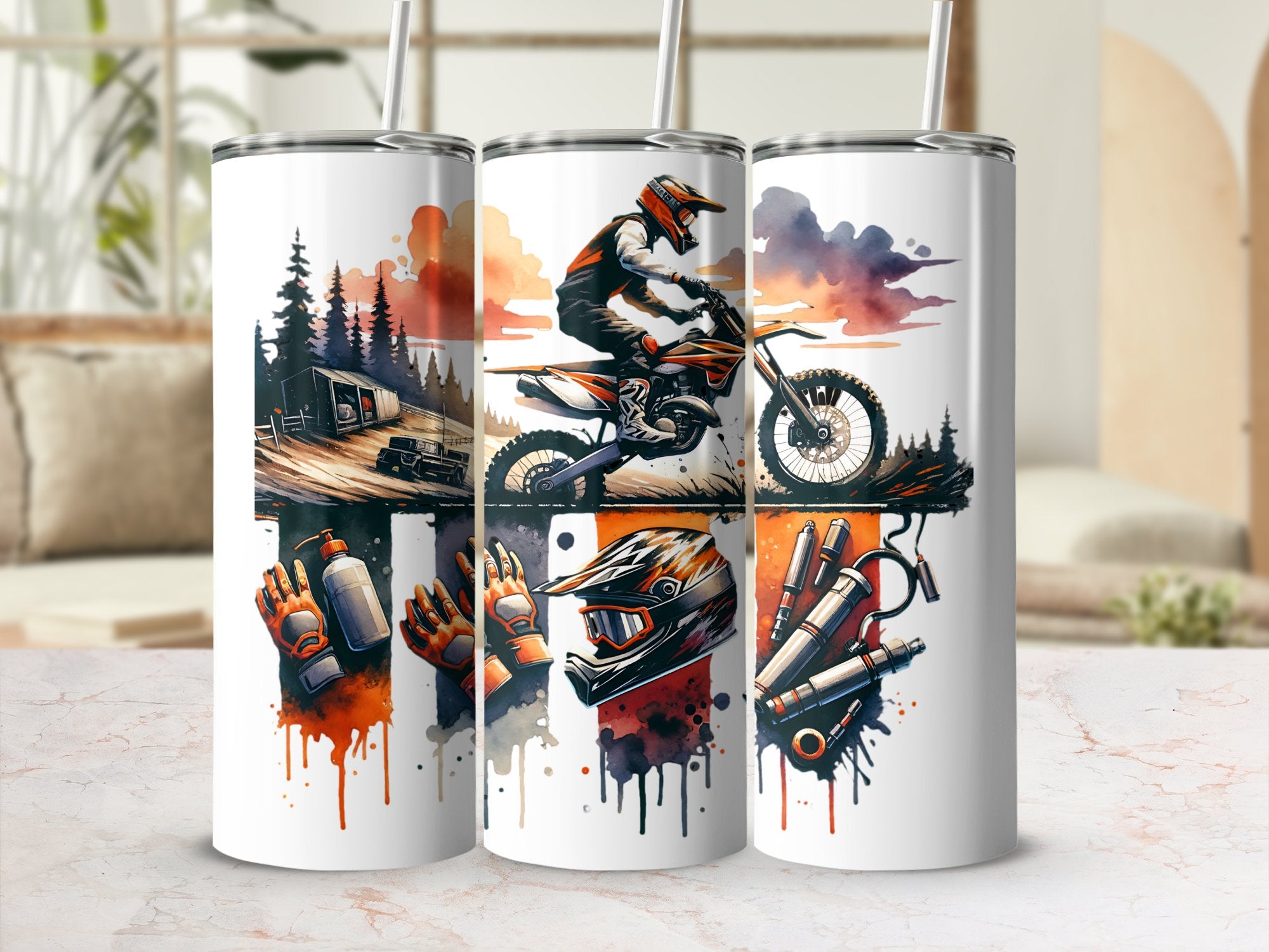 Motocross Themed Tumblers, Stainless Steel Insulated Cups, Adventure Bike Sports Design, Outdoor Travel Drinkware, Unique Gift Idea