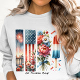 Patriotic Sweatshirt Women, 4th of July Floral American Flag Fireworks Graphic, Independence Day Outfit, Soft Comfortable Casual Wear