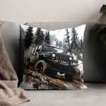 Off-Road Jeep Cushion Cover, Adventure 4x4 Vehicle Pillow, Outdoor Enthusiast Home Decor, Unique Sofa Throw Pillow Case