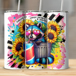 Colorful Raccoon Art Print, Sunflower and Energy Drink, Vibrant Wall Art, Eclectic Home Decor, Unique Illustration, Pop Culture Poster