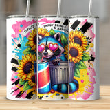 Colorful Raccoon Art Print, Sunflower and Energy Drink, Vibrant Wall Art, Eclectic Home Decor, Unique Illustration, Pop Culture Poster