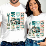 Couples Matching T-Shirts, Adventure Camping Graphic Tee, Rockin' The Trails Shirt, Outdoor Casual Wear