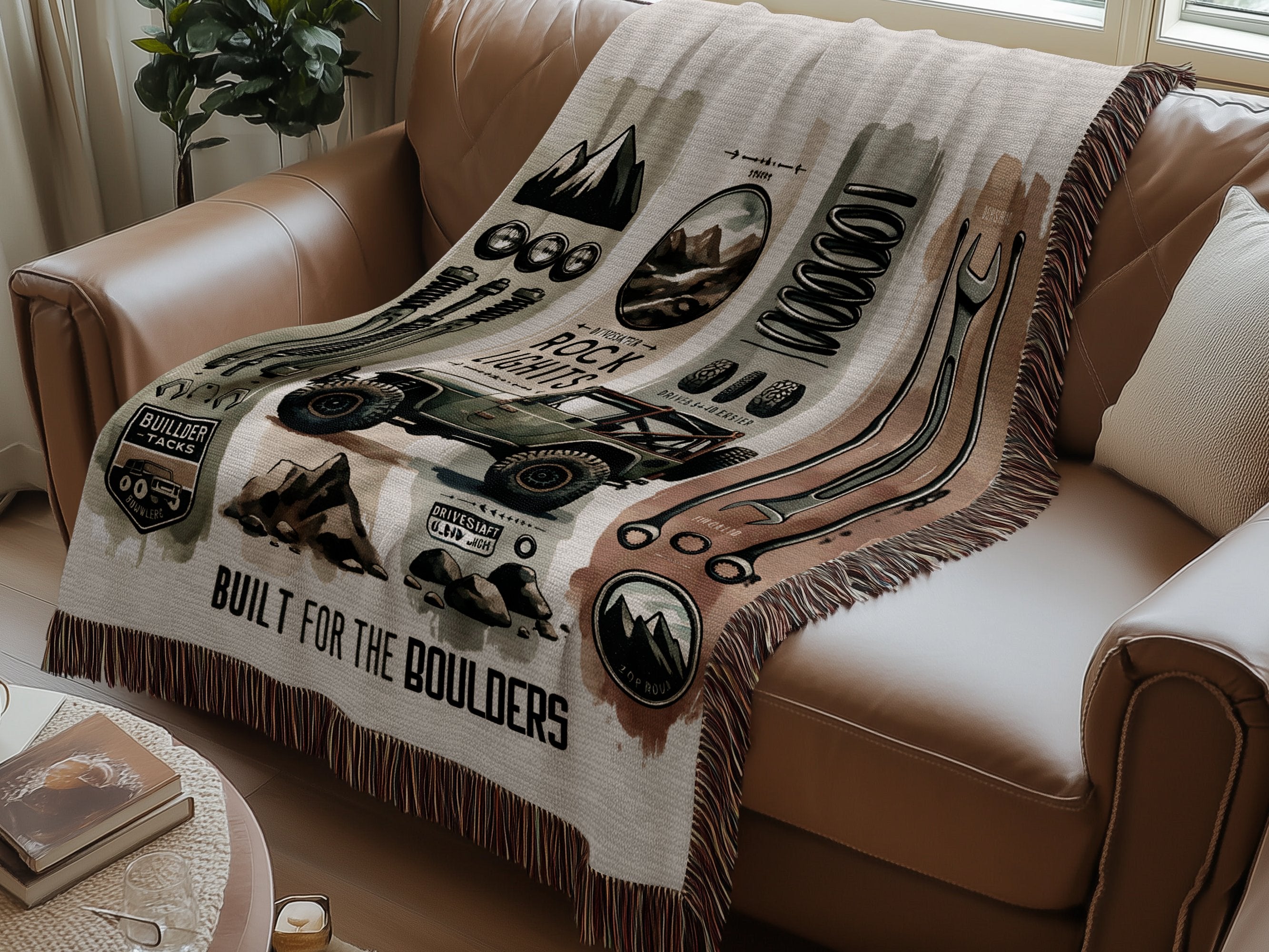 Vintage Car Tools Themed Throw Blanket, Unique Automotive Design, Soft Woven Couch Decor, Gift for Car Enthusiasts