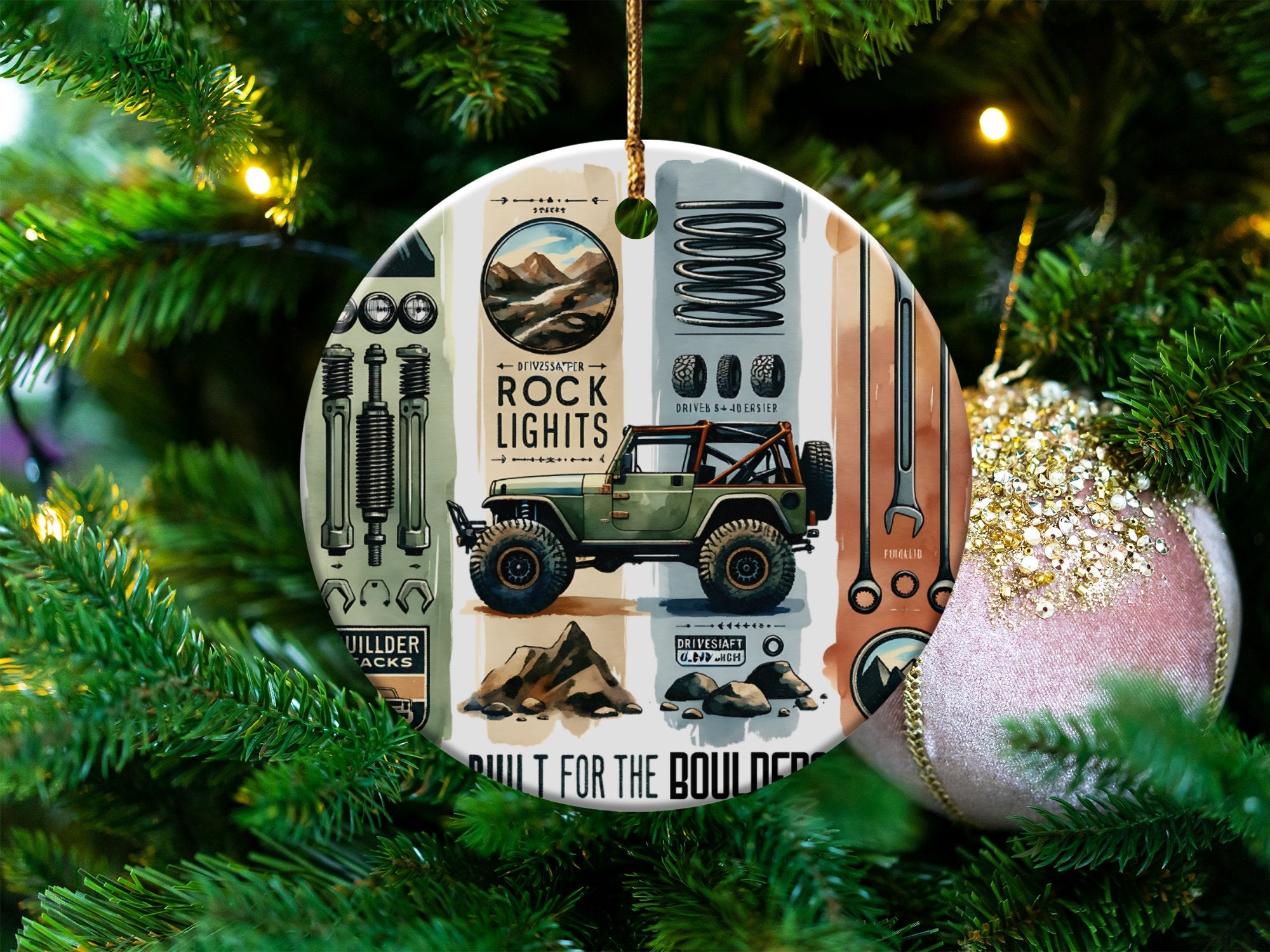 Off-Road Vehicle Themed Christmas Ornament, Retro Jeep Design Gifts for Car Enthusiasts, Unique Holiday Decor